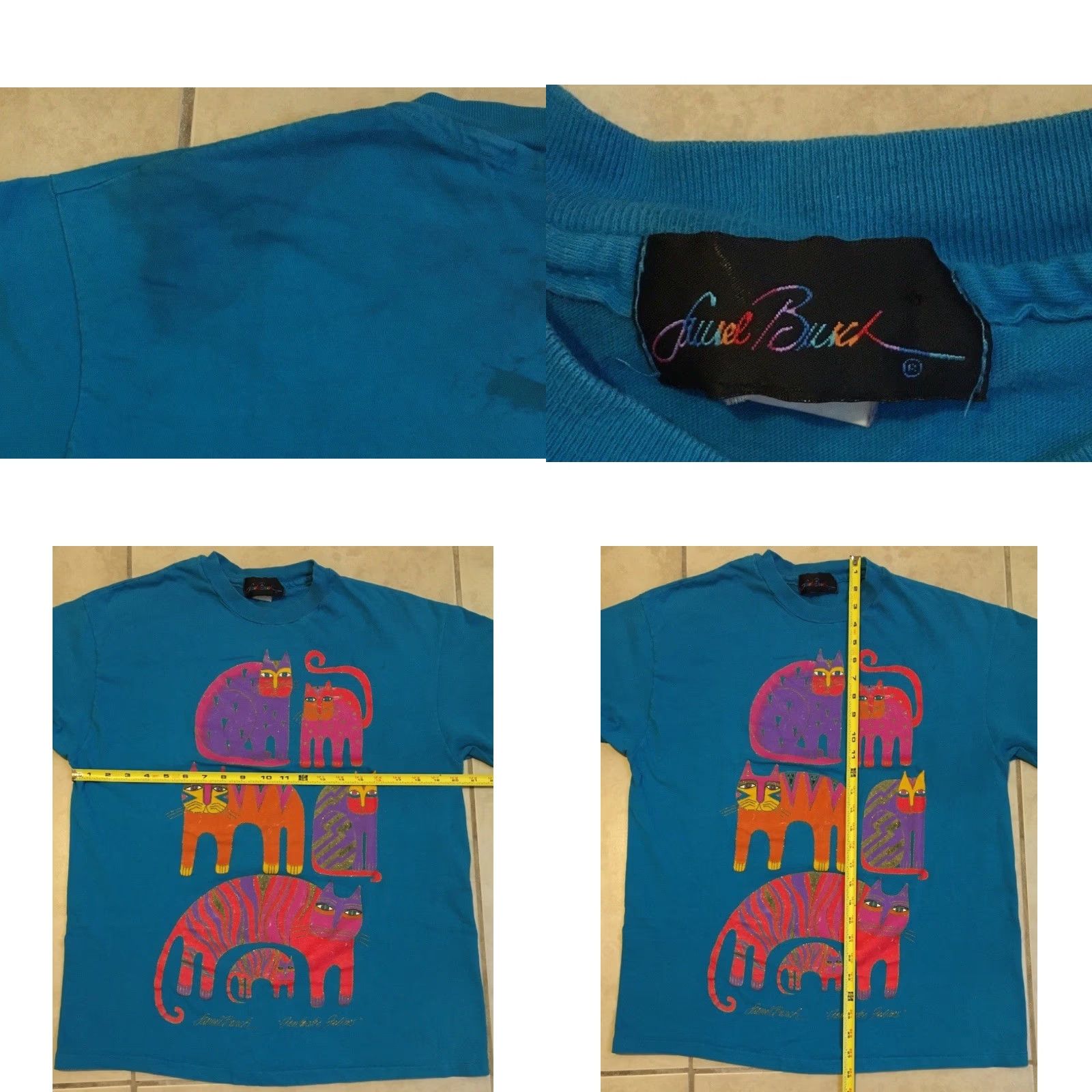 Vintage VINTAGE 90s Laurel Burch Abstract Cat Art Faded Distressed Shirt M Size US M / EU 48-50 / 2 - 8 Thumbnail