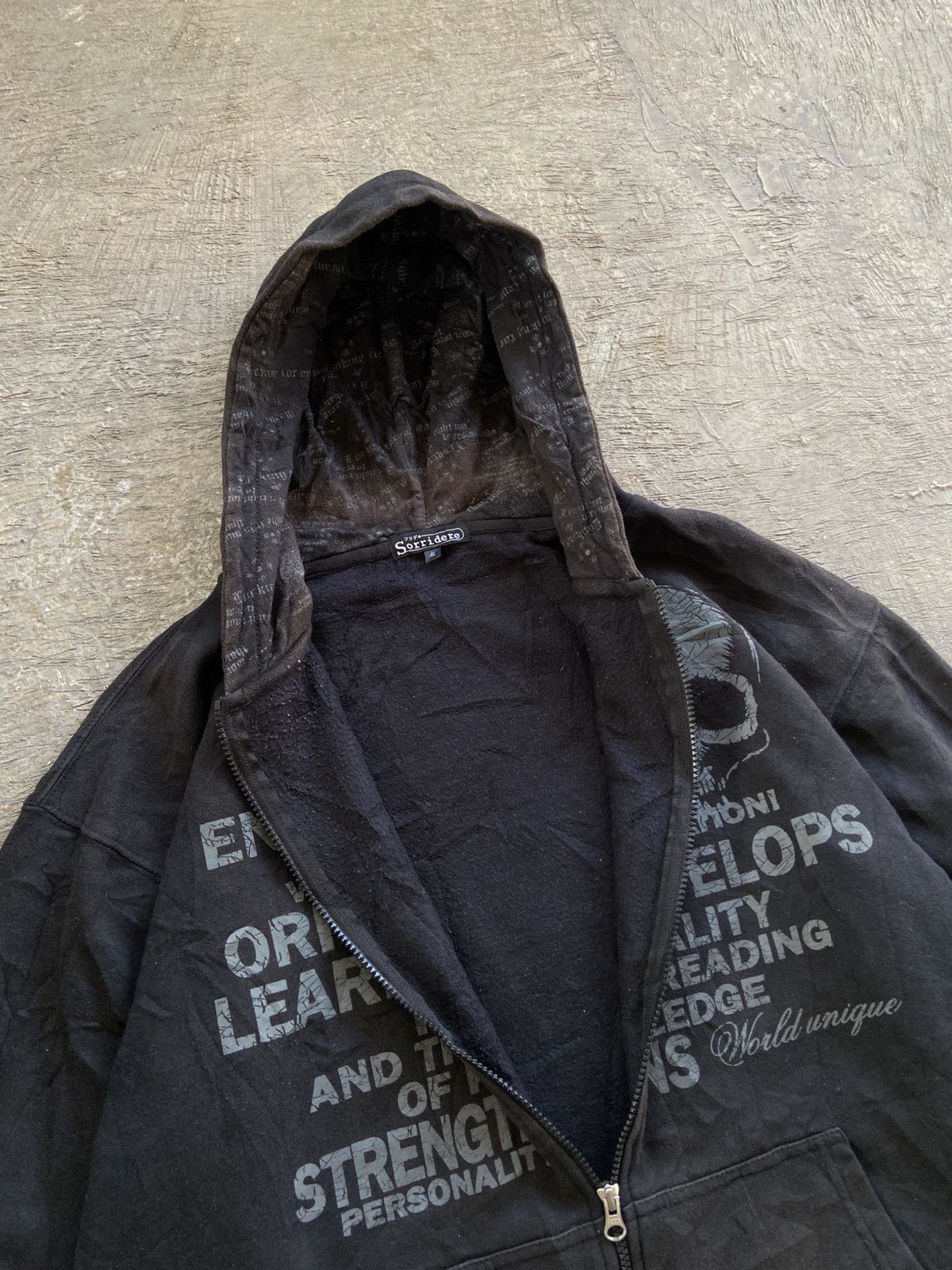 14th Addiction 2000s Sorridere - Vkei Style Poem Skull Zip Hoodie Size US XL / EU 56 / 4 - 6 Thumbnail