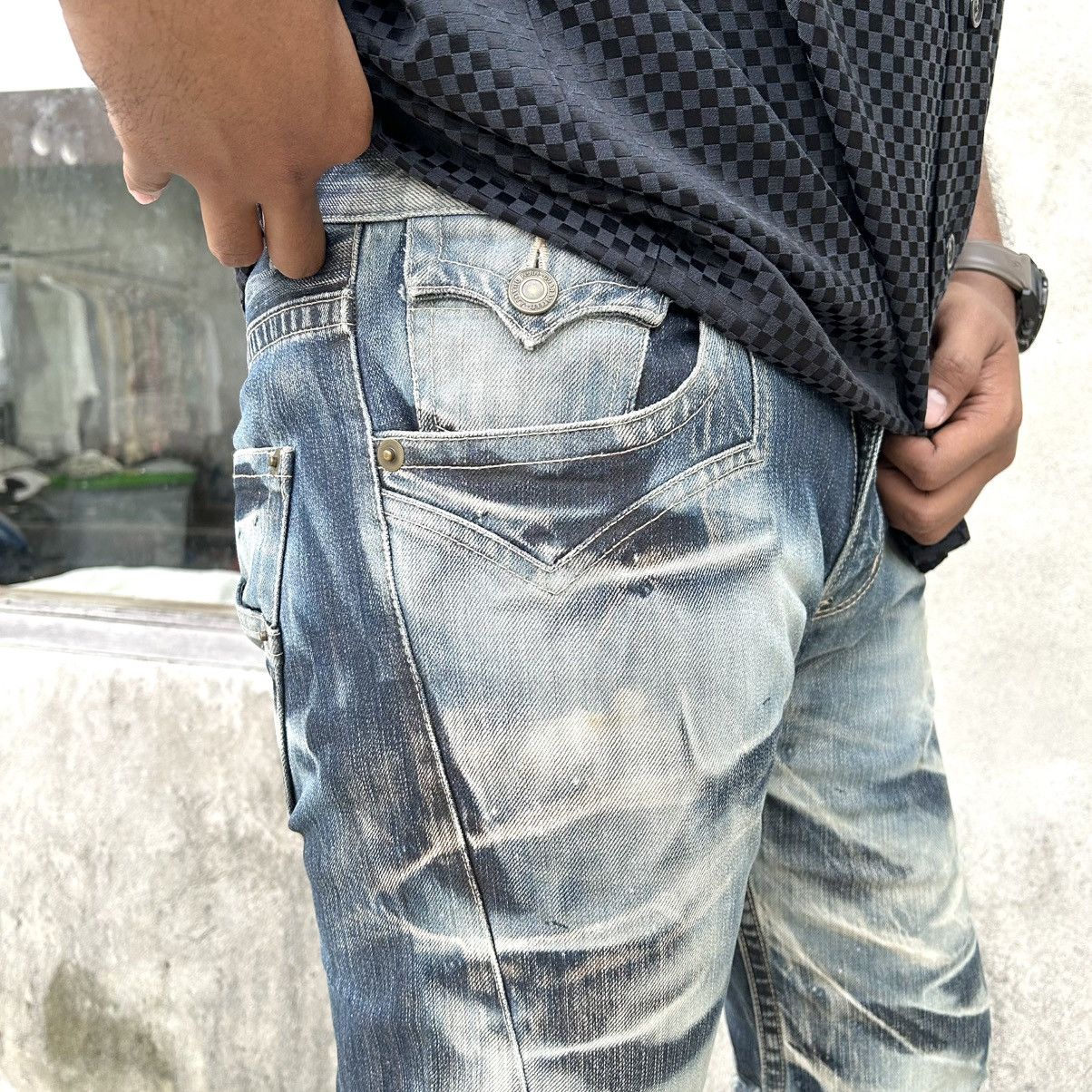 Japanese Brand Vintage Flared Denim Acid Wash RATTLE TRAP Size US 33 - 6 Thumbnail