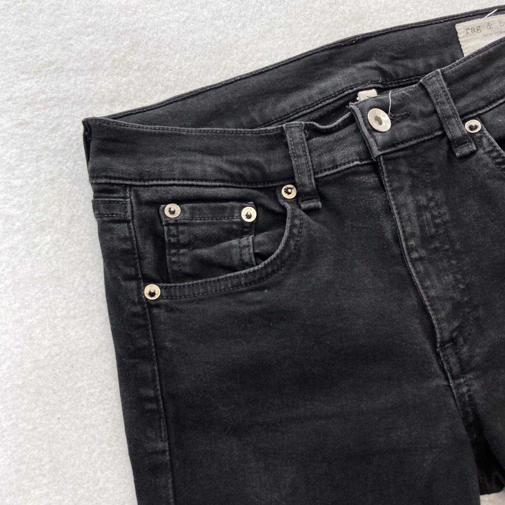 Rag & Bone Rag & Bone Skinny Ankle Jeans Women 27 Black Stretch Denim Low Rise Distressed Jeans Size 27" / US 4 / IT 40 - 3 Thumbnail