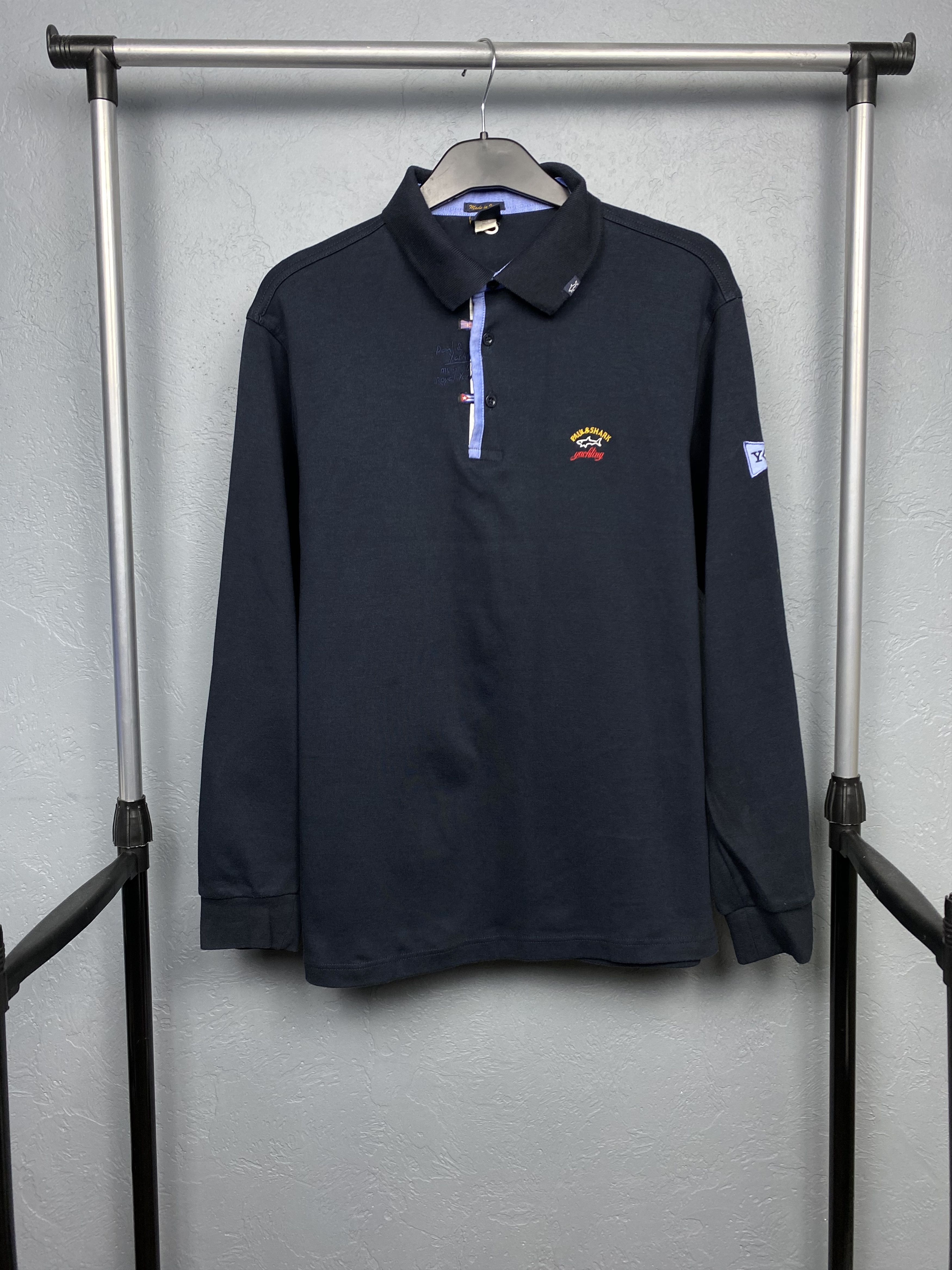 Paul & Shark × Vintage Paul & Shark Vinage Mens Long Sleeve Polo Shirt Size US L / EU 52-54 / 3 - 1 Thumbnail