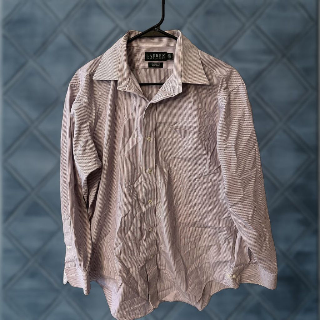 Ralph Lauren Lauren Ralph Lauren Shirt Men Purple Striped Non Iron Button-Up 16 Regular Fit Size L Casual Vintage No Size US L / EU 52-54 / 3 - 1 Thumbnail