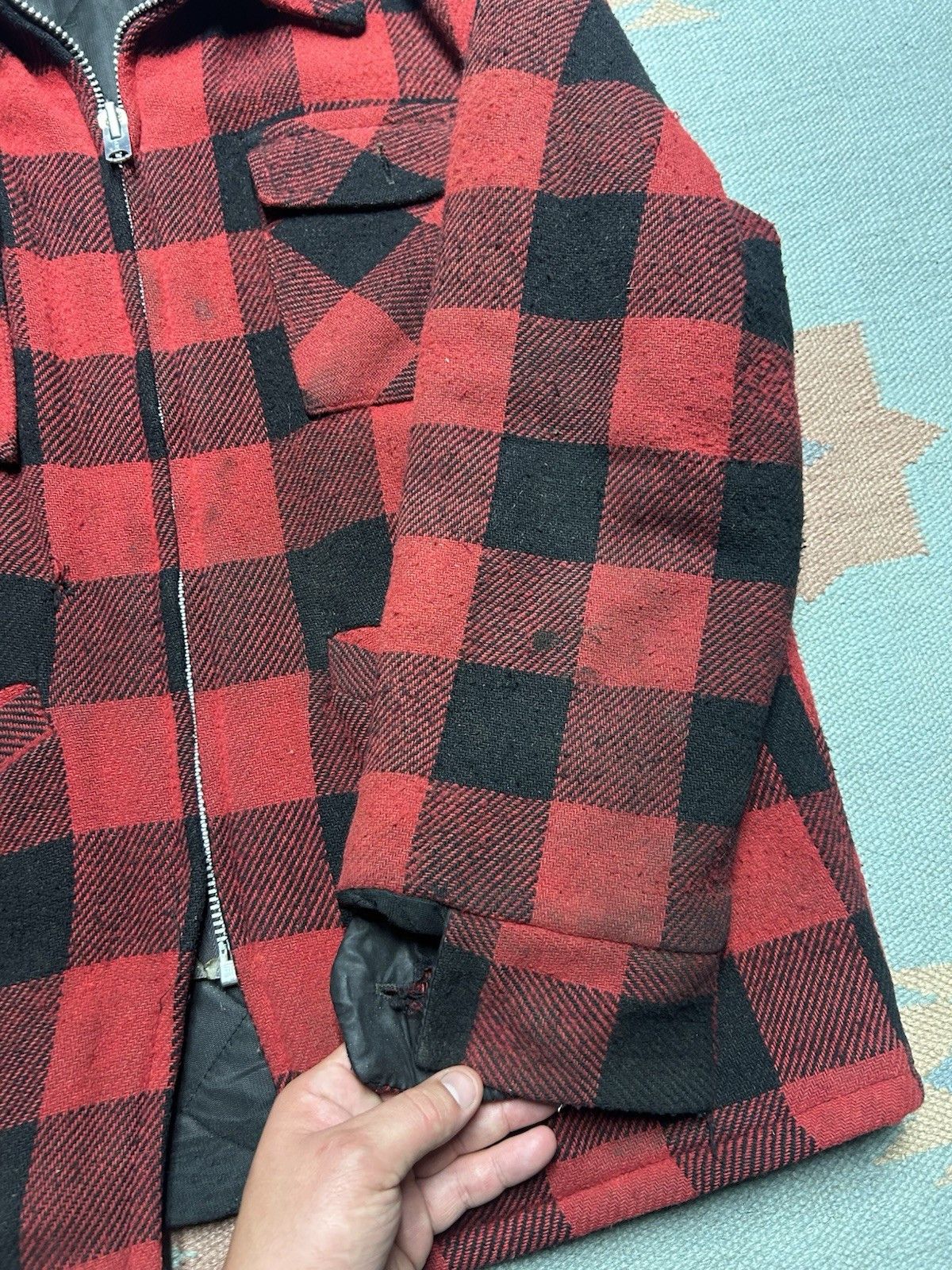 Vintage Vtg wool zip jacket buffalo plaid Weatherguard quilted large Size US L / EU 52-54 / 3 - 4 Thumbnail