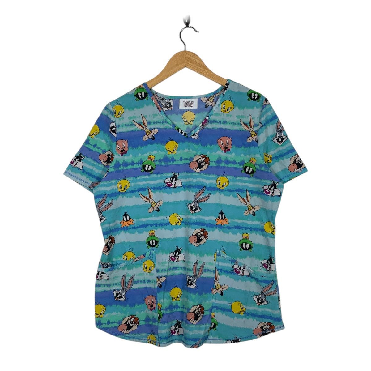 Vintage Looney Tunes All Over Print Scrub Top Tweety Bugs Bunny Size M / US 6-8 / IT 42-44 - 1 Thumbnail