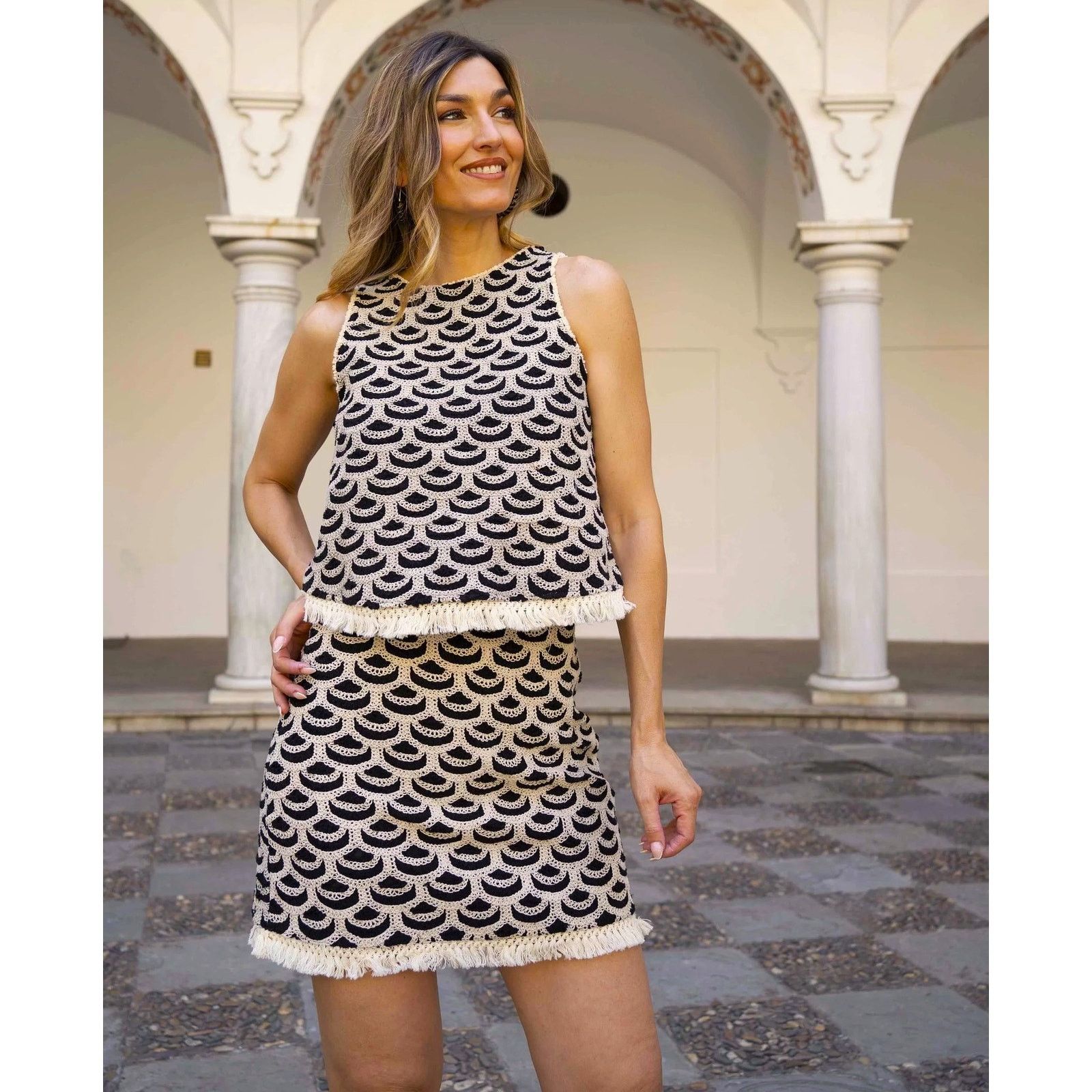 Mango Mango Crochet Co-Ord Set Resort Mini Skirt NWT Size L / US 10 / IT 46 - 10 Thumbnail