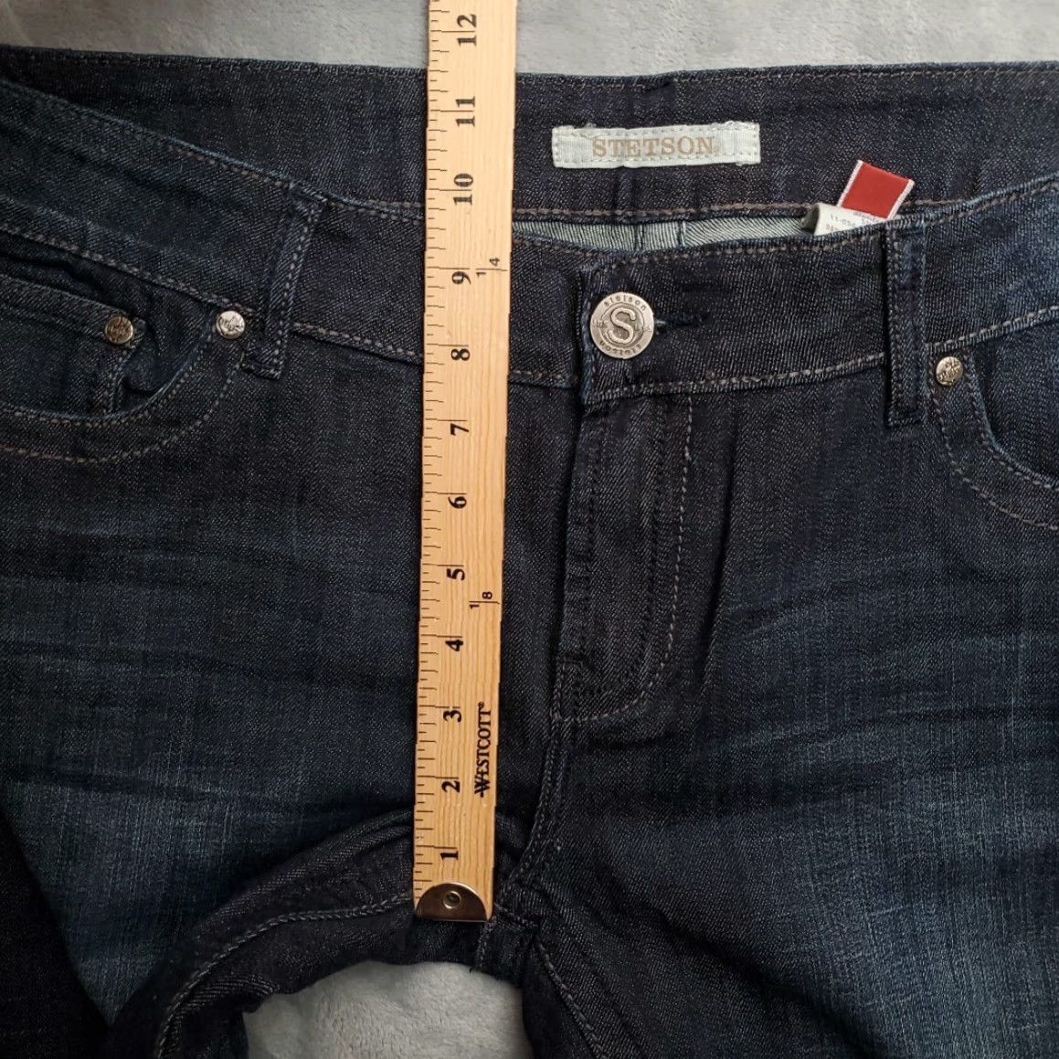 Stetson VINTAGE Stetson Jeans Womens 18 Short Blue Denim Hollywood Bootcut Western Thick Stitch Shirt? Size 40" / US 18 - 7 Thumbnail