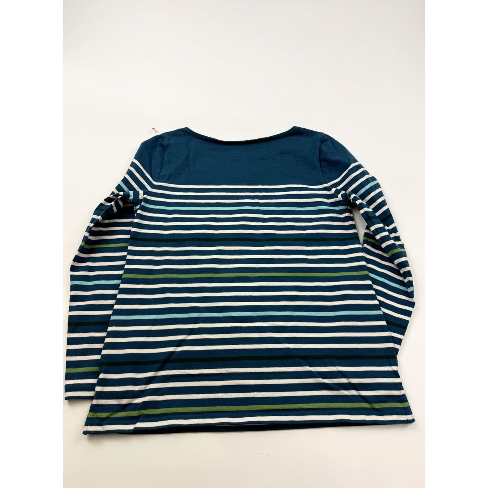 Talbots Talbots Shirt Womens Small Blue Stripe Boat Neck Long Sleeve Cotton Top Size S / US 4 / IT 40 - 4 Thumbnail