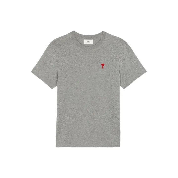 AMI AMIPARIS FW21 Logo Embroidered Grey T-Shirt 0079 Size US L / EU 52-54 / 3 - 1 Thumbnail