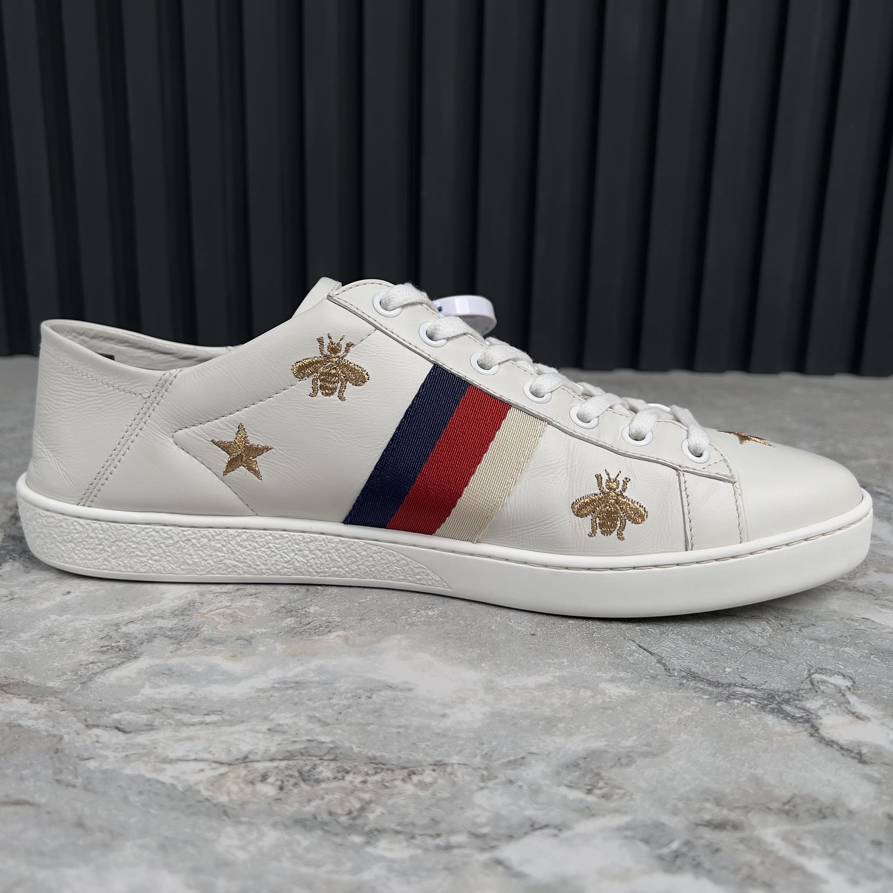 Gucci Ace Web Sneakers Stars Bees Embroidered Leather Size US 11 / IT 41 - 9 Thumbnail