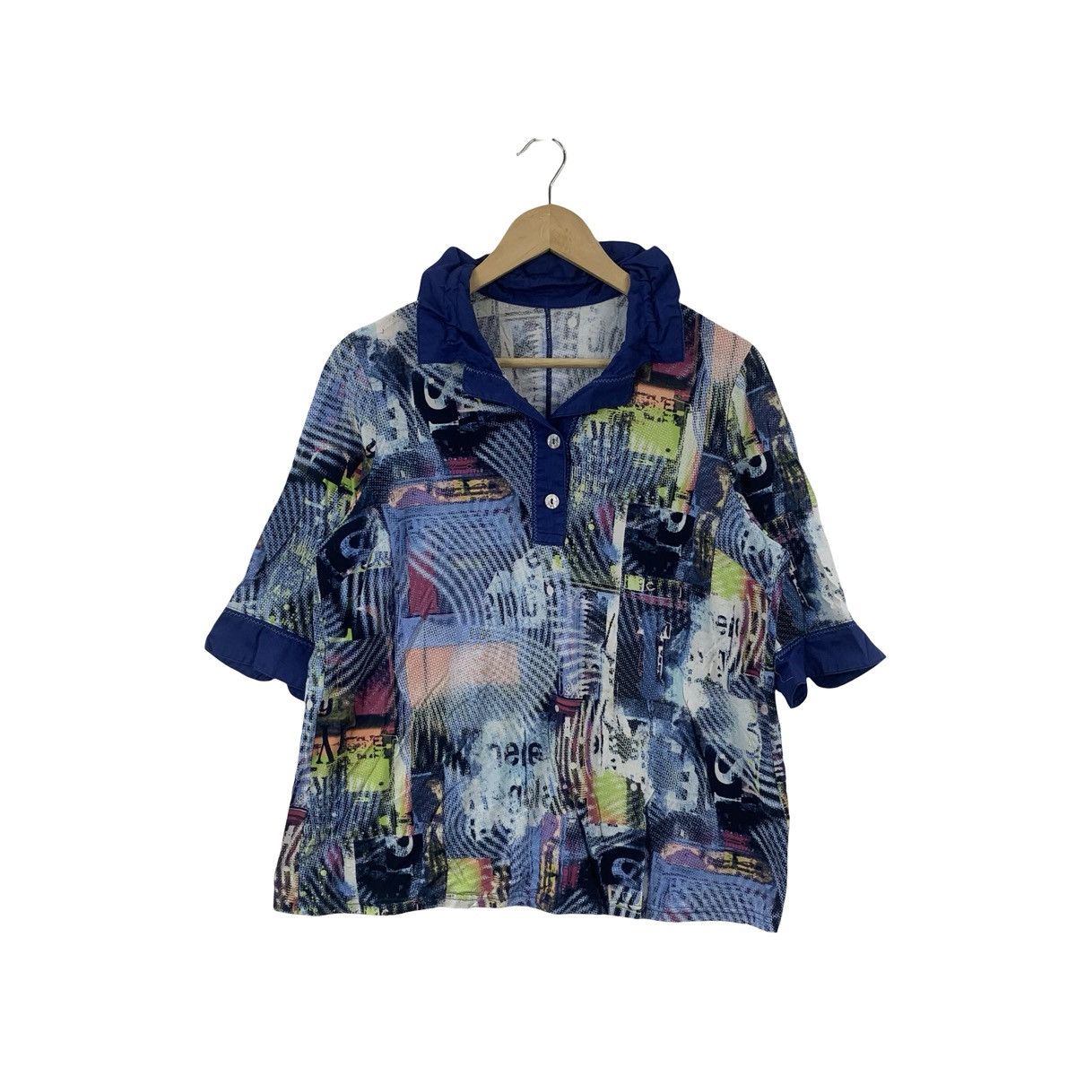 Vintage Vintage LEONARDI ITALY Abstract Print Mesh Collared Size US M / EU 48-50 / 2 - 1 Thumbnail