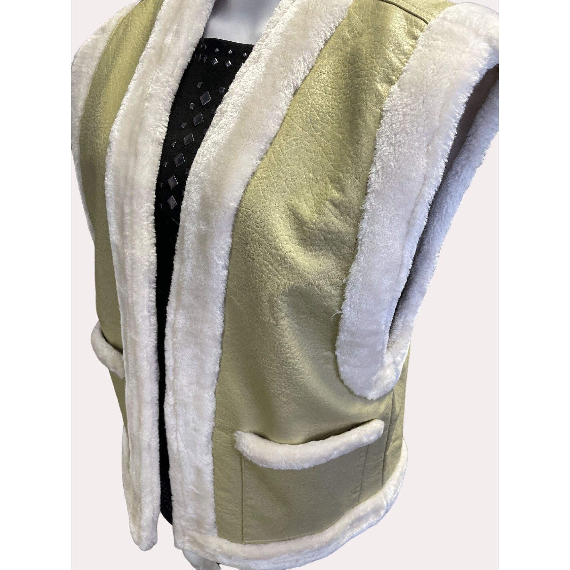 Other Weworewhat Women's reversible Vest Cream Matte Leather Faux Size L / US 10 / IT 46 - 3 Thumbnail