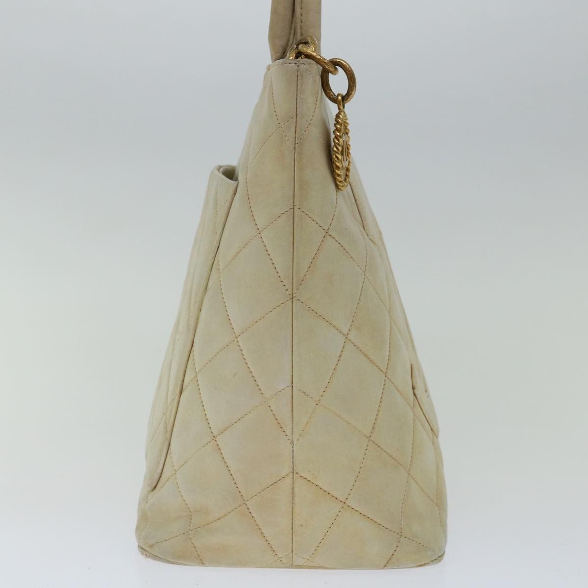 Chanel CHANEL Tote Bag Lamb Skin Beige CC Size ONE SIZE - 4 Thumbnail