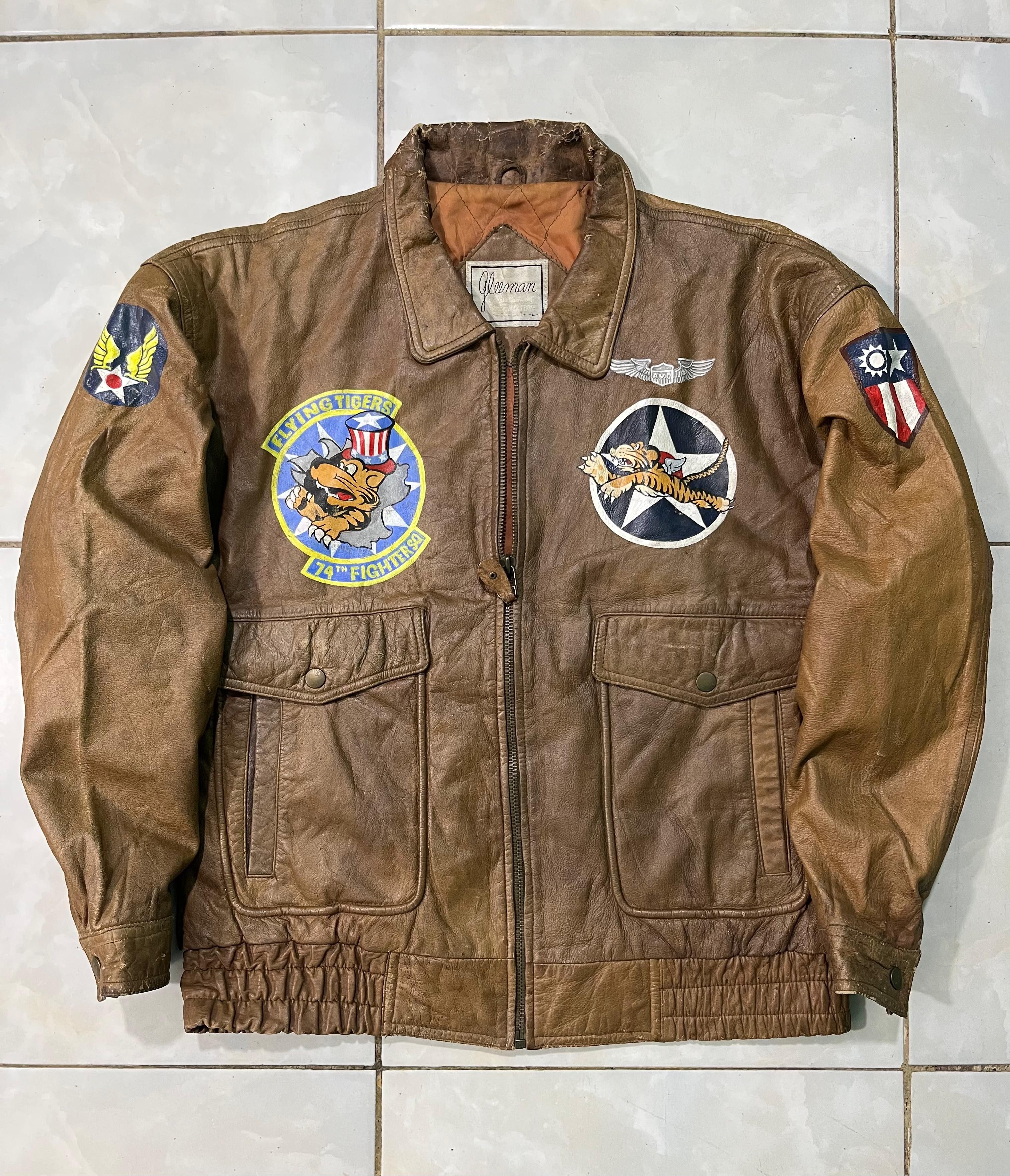 Vintage Vintage Gleeman Flying Tigers Leather Jacket Size US L / EU 52-54 / 3 - 2 Thumbnail