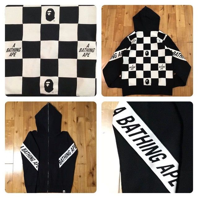 Bape BAPE LOGO flag check full zip hoodie a bathing ape Size US S / EU 44-46 / 1 - 1 Thumbnail
