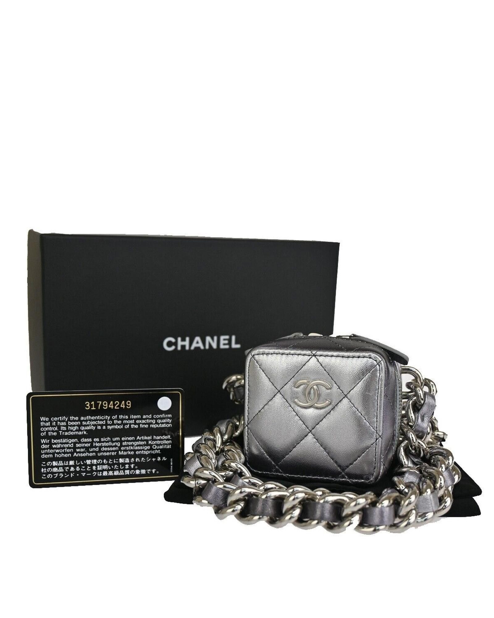 image of Chanel Sophisticated Silver Leather Shoulder Bag, Women's