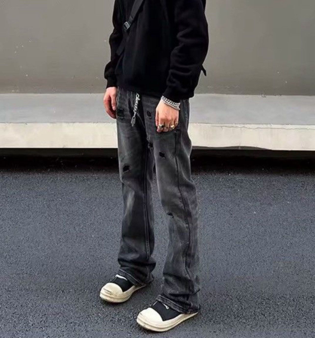 Japanese Brand × Jean Washed Stacked Jeans, Flared Jeans Size US 34 / EU 50 - 10 Thumbnail