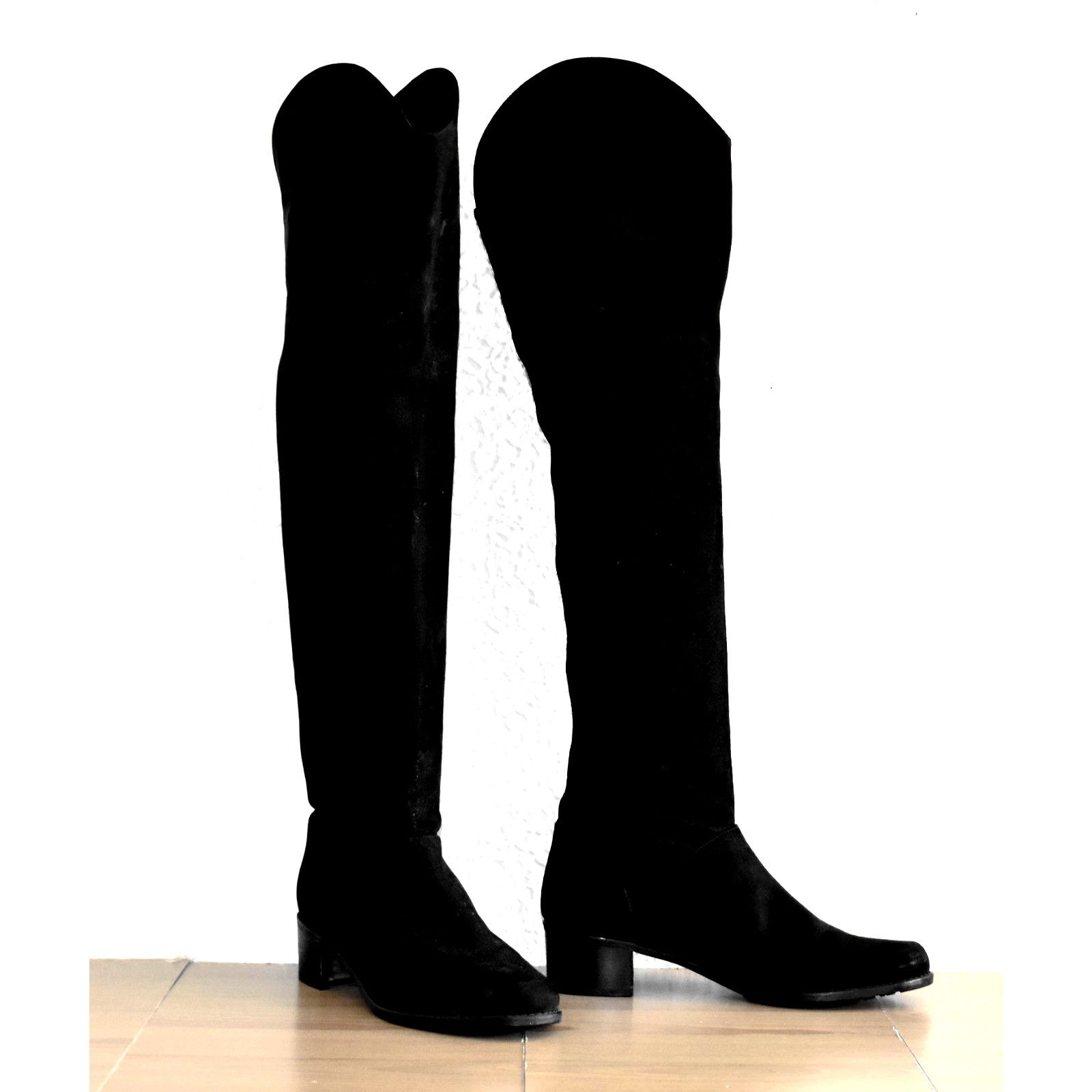 Stuart Weitzman STUART WEITZMAN Black Nubuck Leather Boot Shoes Size 7 M Size US 7 / IT 37 - 1 Thumbnail