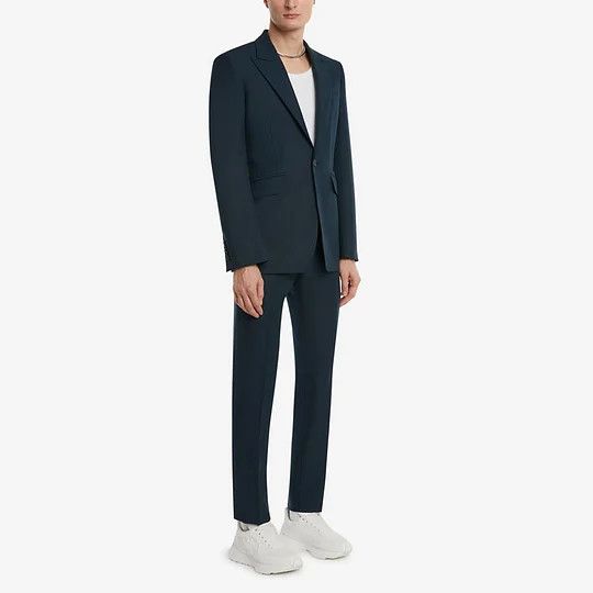 Alexander McQueen o1w1db10925 Wool Mohair Single Breasted Jacket in Navy Blue Size US L / EU 52-54 / 3 - 2 Thumbnail
