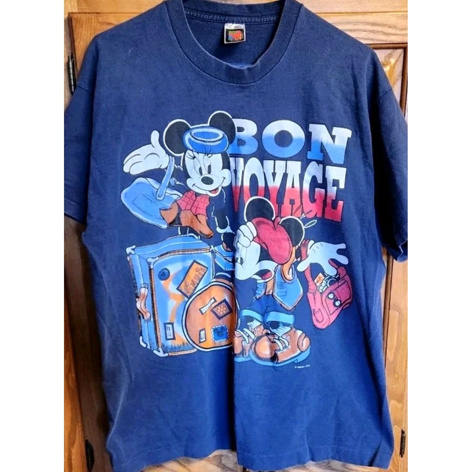 Mickey Unlimited VINTAGE Mickey Unlimited T-Shirt Bon Voyage Men's One Size Disney Unlimited Cartoon 90s VTintage USA made Size US L / EU 52-54 / 3 - 4 Thumbnail