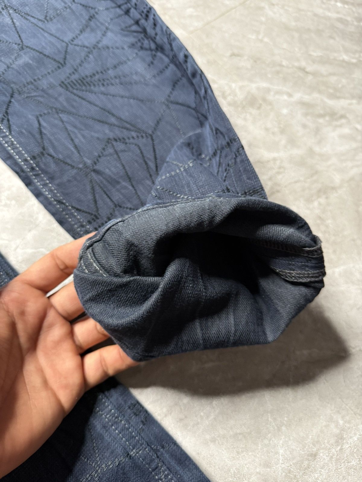 Issey Miyake IsseyMiyakeMen A/W15 Indigo Dyed 3D stitching Pattern Jeans Size US 33 - 5 Thumbnail