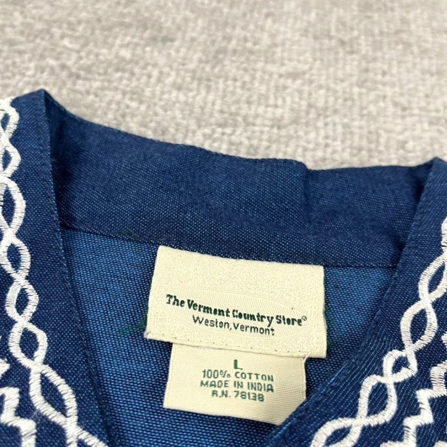 Vintage The Vermont Country Store Blue Tunic Top Womens Large Casual Peasant Blouse Size L / US 10 / IT 46 - 2 Thumbnail