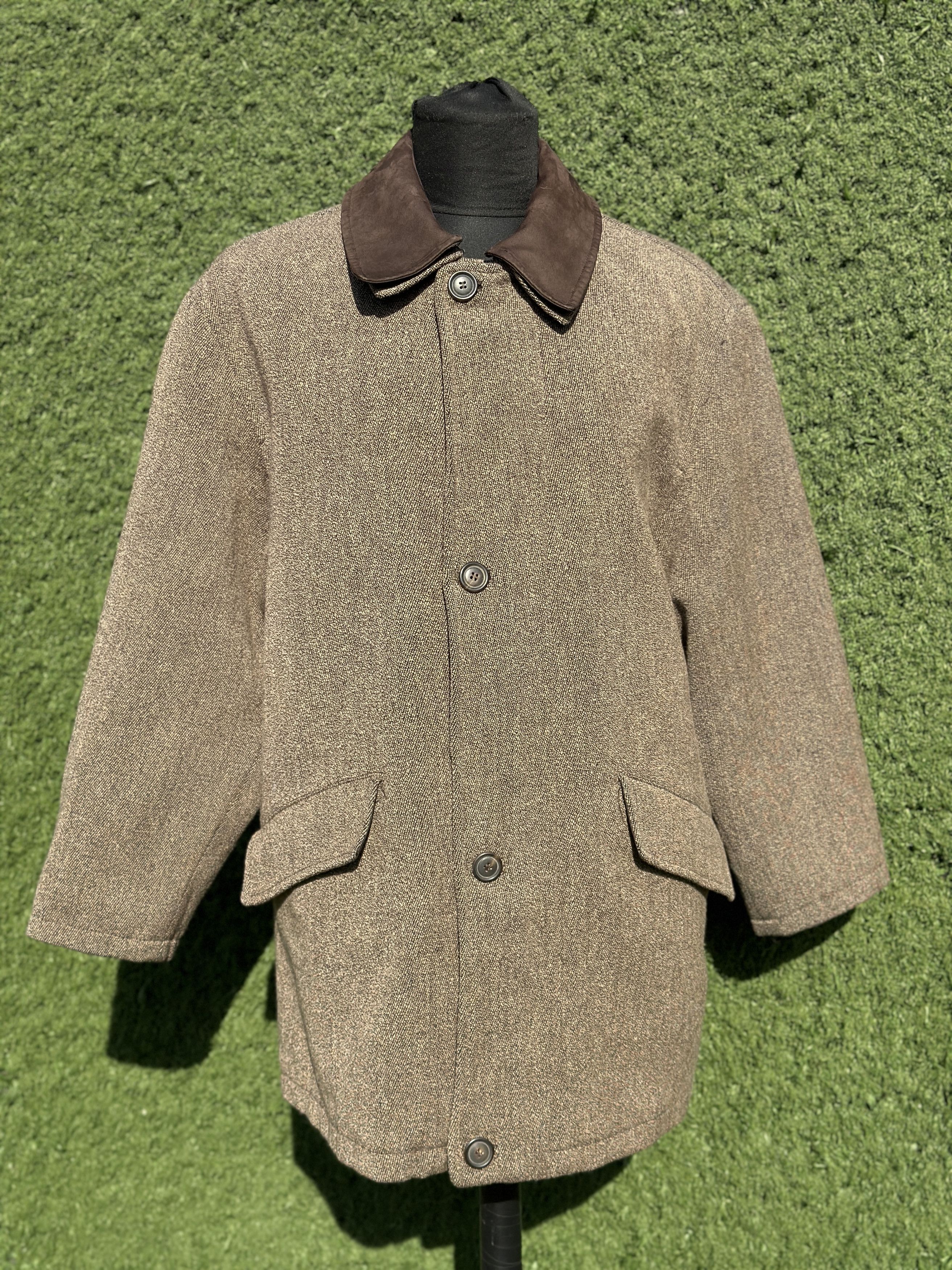 Canali Canali Wool Cashmere Tweed Style Coat Leather Collar 50 IT Size US M / EU 48-50 / 2 - 1 Thumbnail