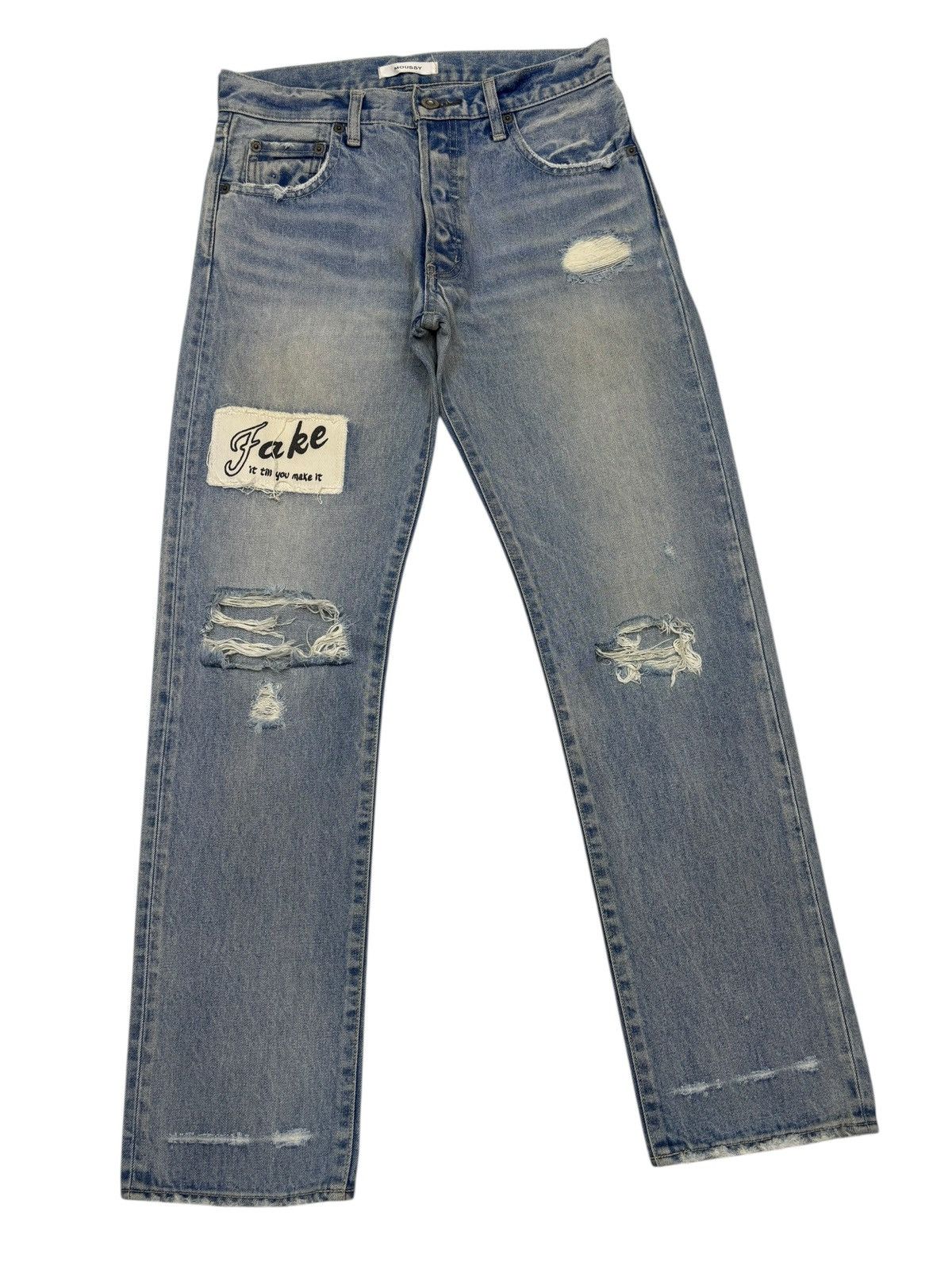 If Six Was Nine Moussy 🇯🇵 Patches Slim Fit Distressed Denim Jeans Size US 30 / EU 46 - 3 Thumbnail