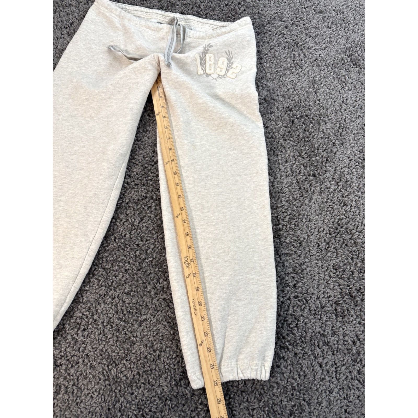 Abercrombie & Fitch VINTAGE Abercrombie Sweatpants Womens XS Spell Out Baggy 1892 Fleece Y2K Gray Logo Pants Womens XS Size 26" / US 2 / IT 38 - 3 Thumbnail