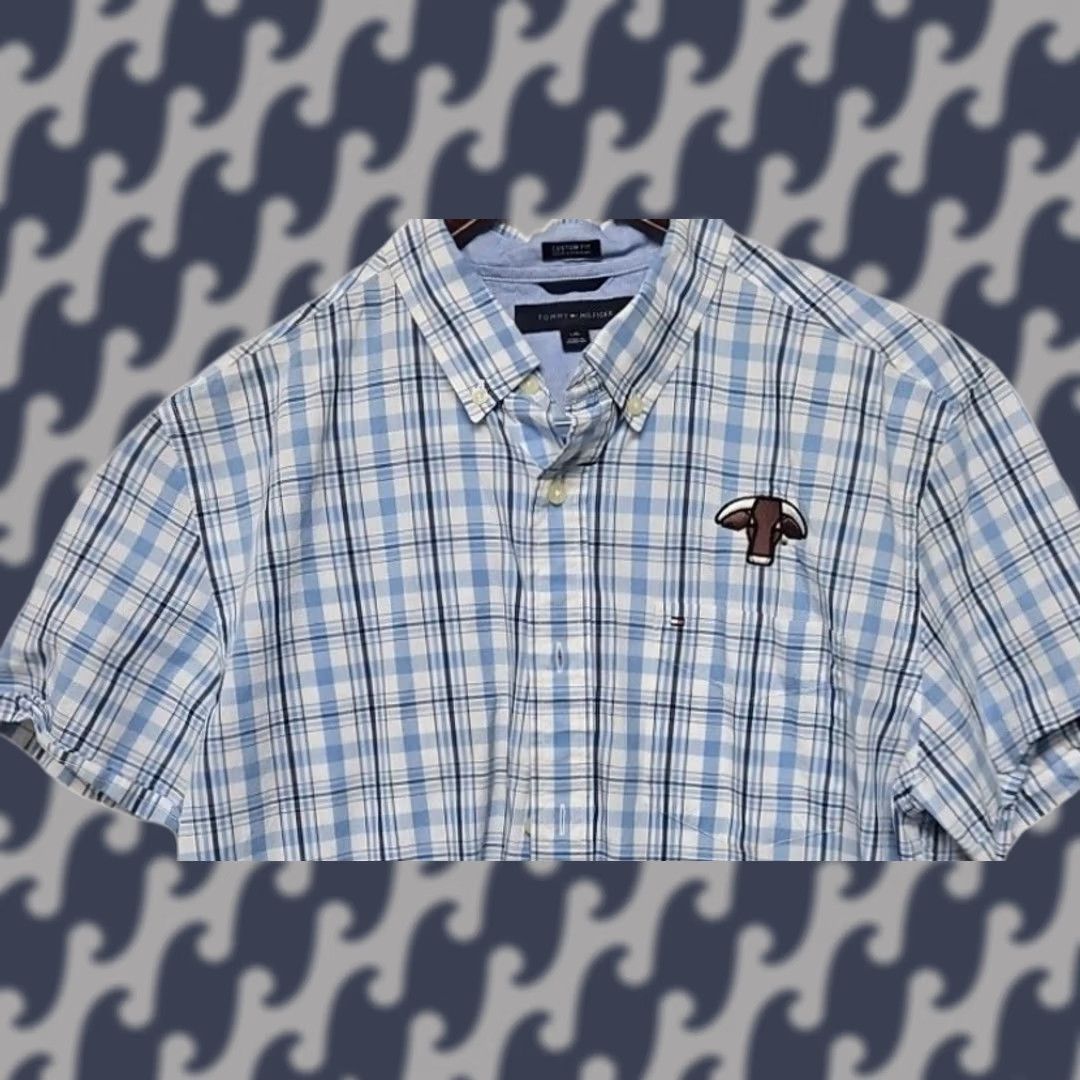 Tommy Hilfiger Tommy Hilfiger Custom Fit Shirt Men’s Large Blue Plaid Short Sleeve Shirt Button-Up Casual Size US M / EU 48-50 / 2 - 1 Thumbnail
