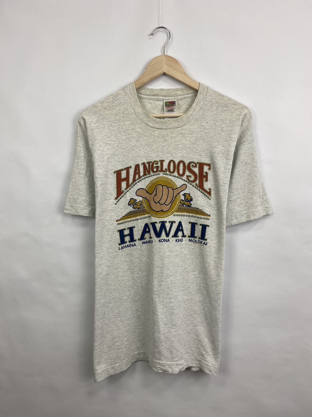 Fruit Of The Loom 🤙🏿 Vintage 90s Hang loose Surfing Hawaii Aloha t-shirt hype Size US L / EU 52-54 / 3 - 2 Thumbnail