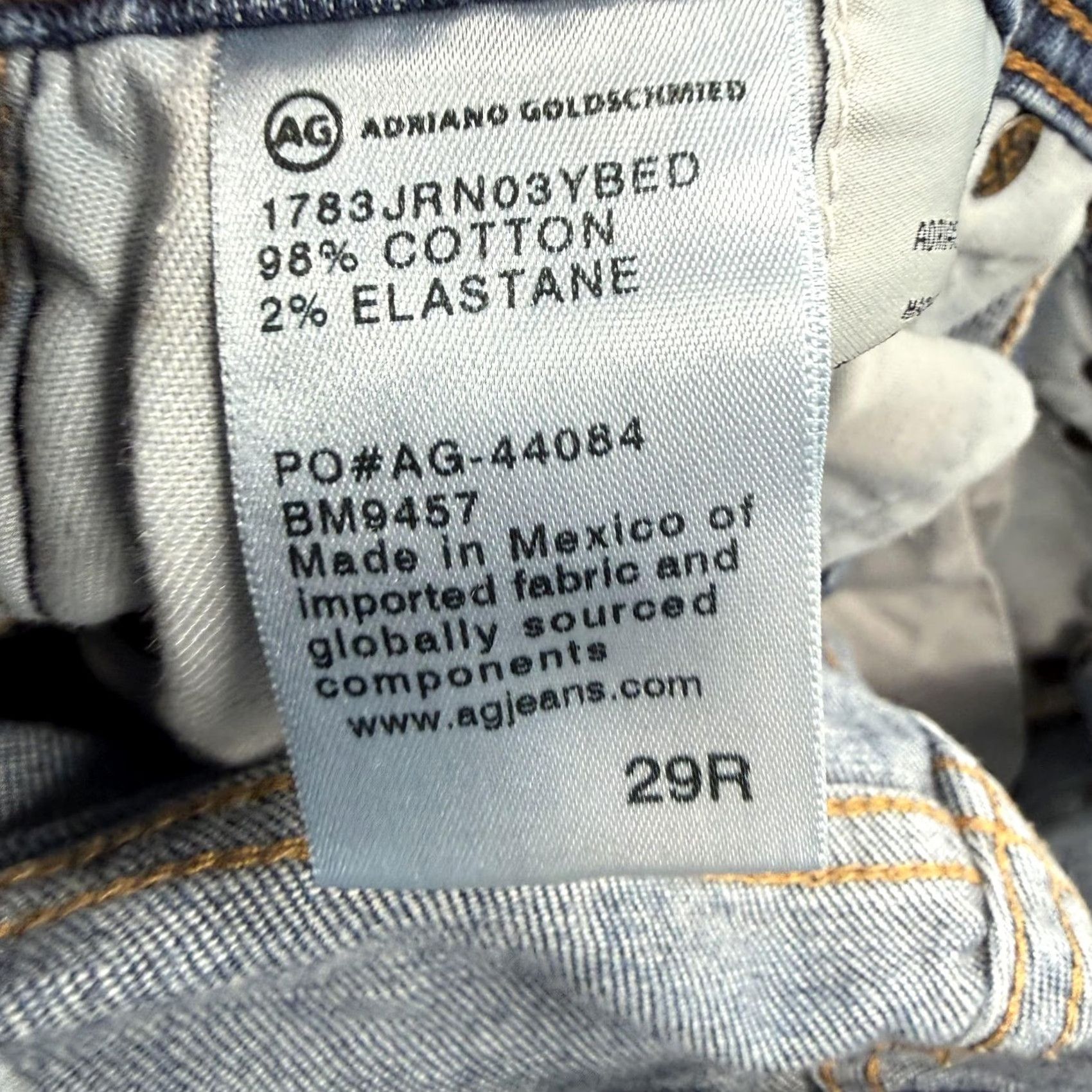 Denime AG Adriano Goldschmied The Tellis Jeans Slim Taper Blue 29R 29x31 Denim Stretch Mens Pants Size US 29 - 5 Thumbnail