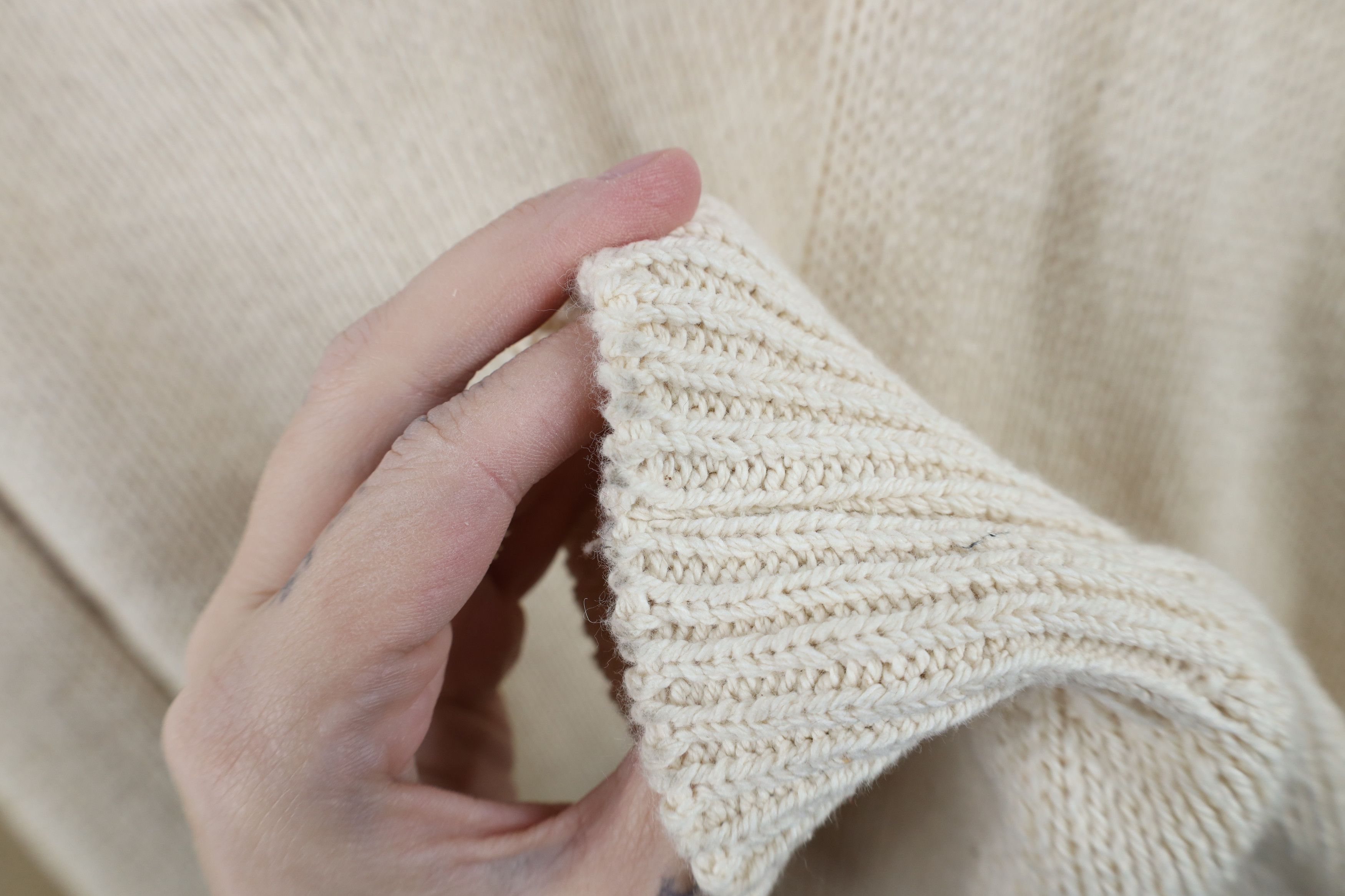 Vintage Vintage 90s Streetwear Ribbed Knit Henley Sweater Cream USA Size US XL / EU 56 / 4 - 7 Thumbnail