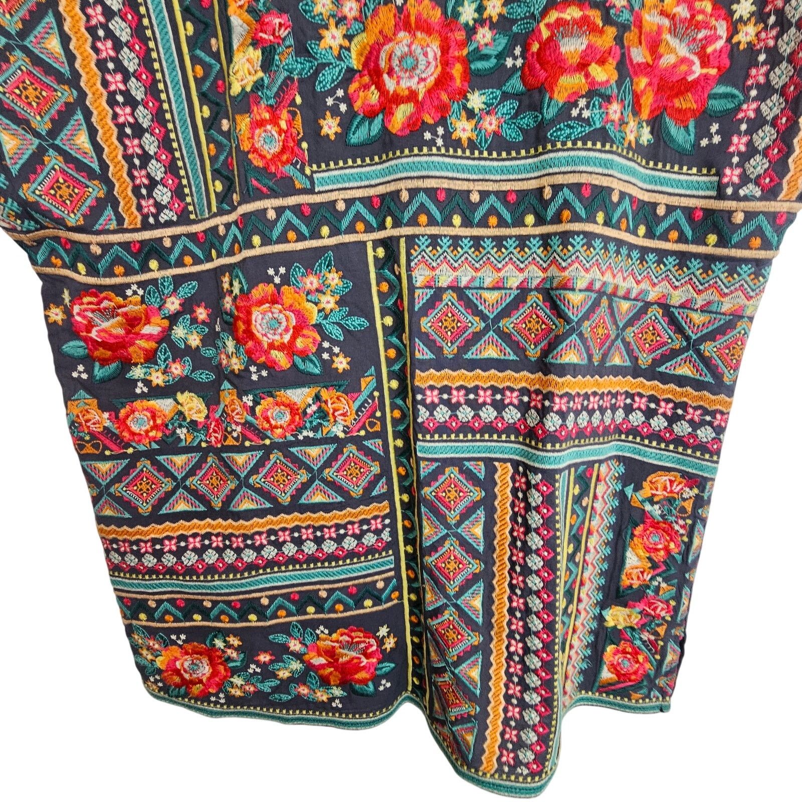 Savane Savannah Jane Womens Embroidered Floral Geometric Tunic S Size S / US 4 / IT 40 - 3 Thumbnail