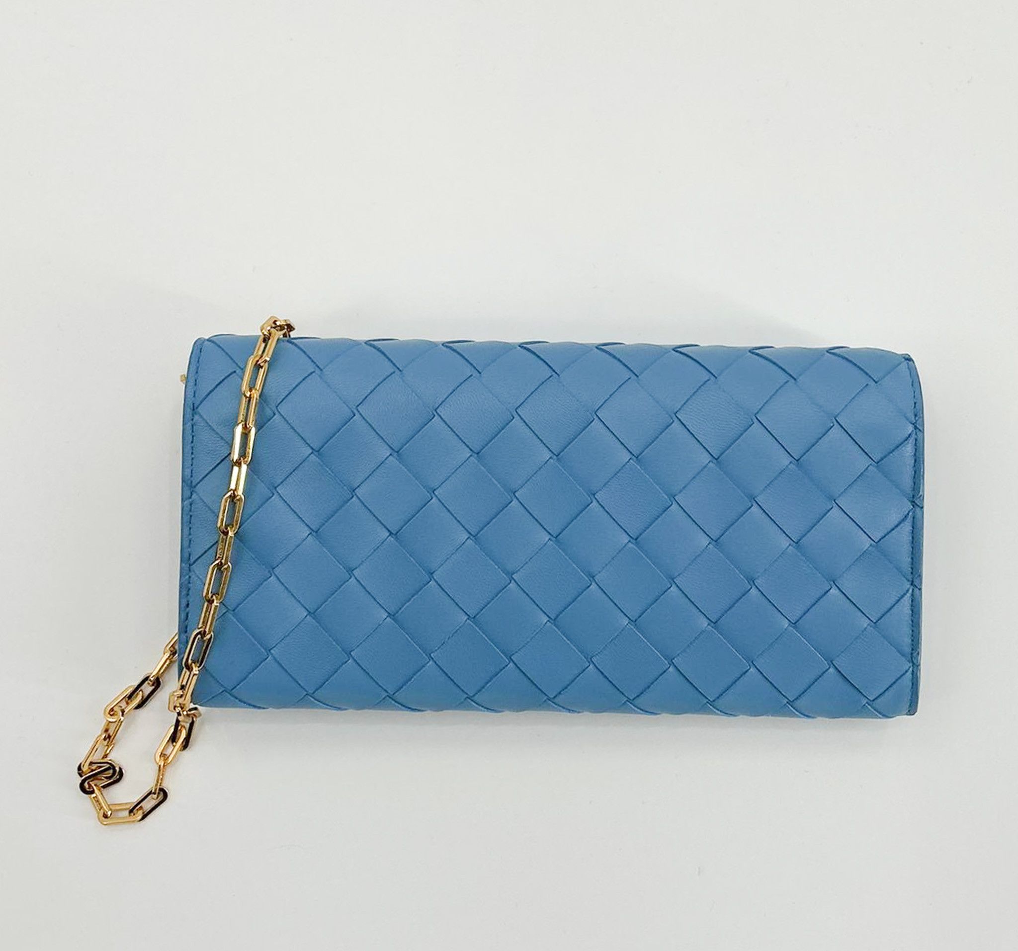 Bottega Veneta Bottega Veneta Intrecciato Leather Chain Wallet - Sky Blue Size ONE SIZE - 2 Thumbnail
