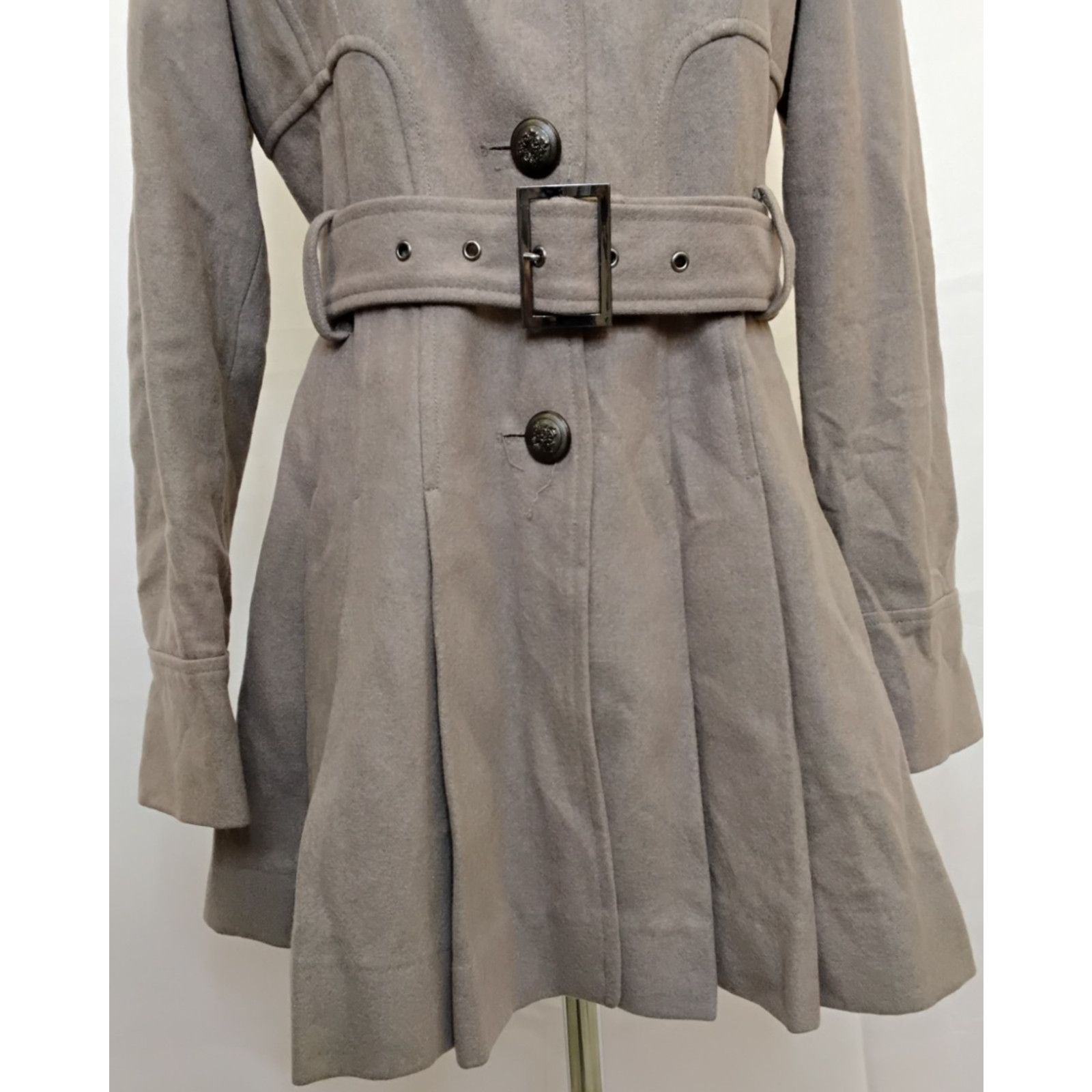 Guess Guess Pea Coat Women's M Taupe Wool Blend Belted Y2K Size M / US 6-8 / IT 42-44 - 7 Thumbnail