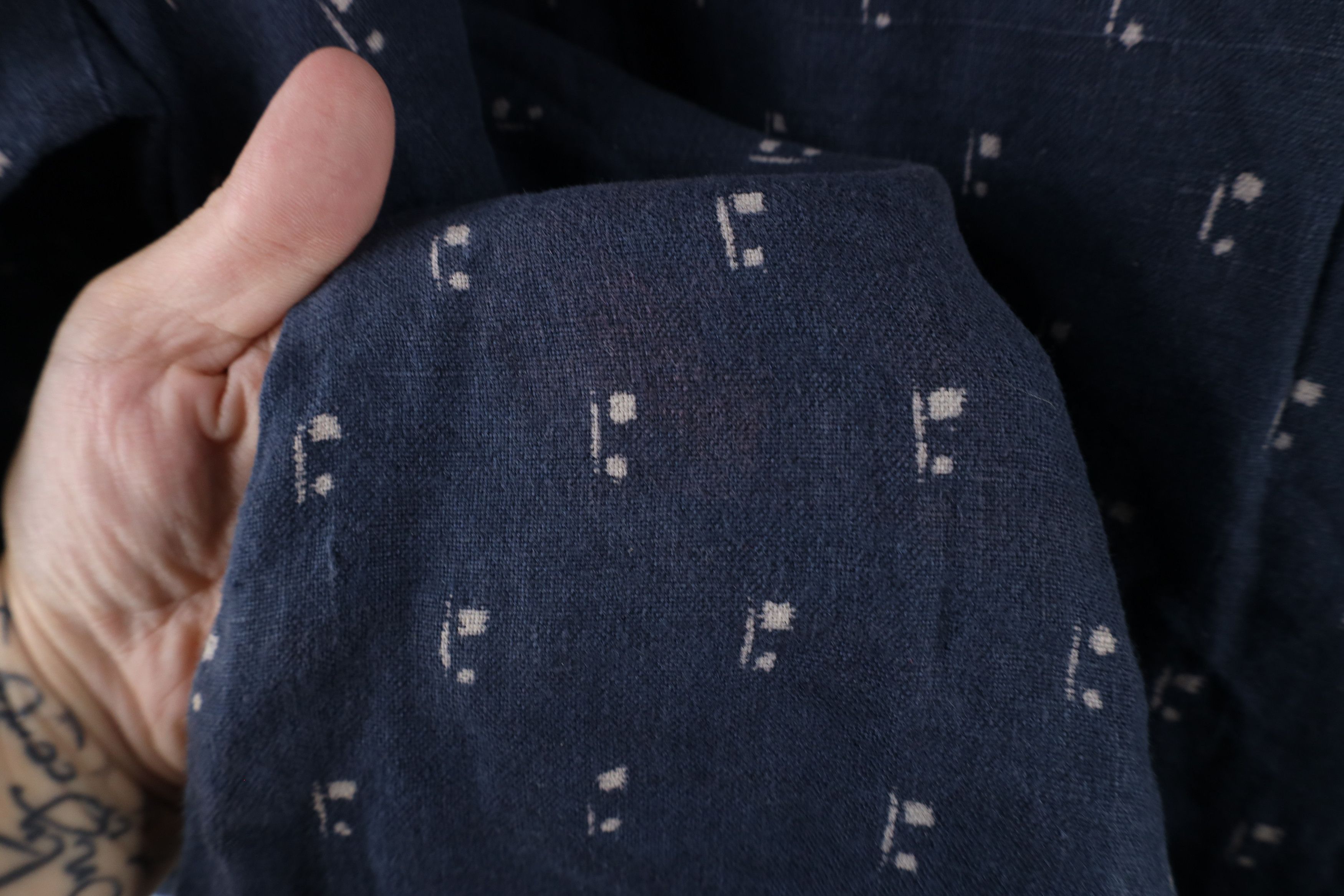 FLAX × Vintage Flax Linen Lagenlook Geometric Collared Button Shirt Size L / US 10 / IT 46 - 6 Thumbnail