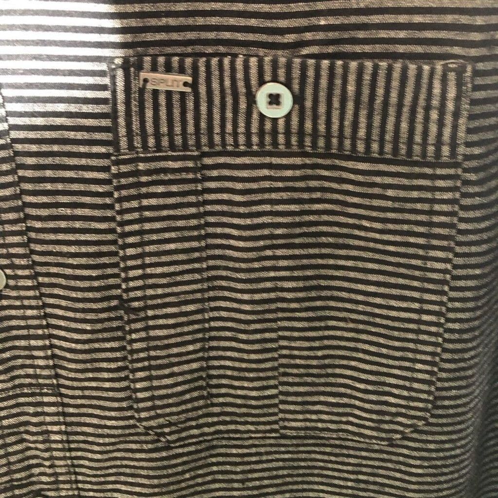 Split Split Long Sleeves Shirts Cotton Pinstriped Black/Gray L Size US L / EU 52-54 / 3 - 7 Thumbnail