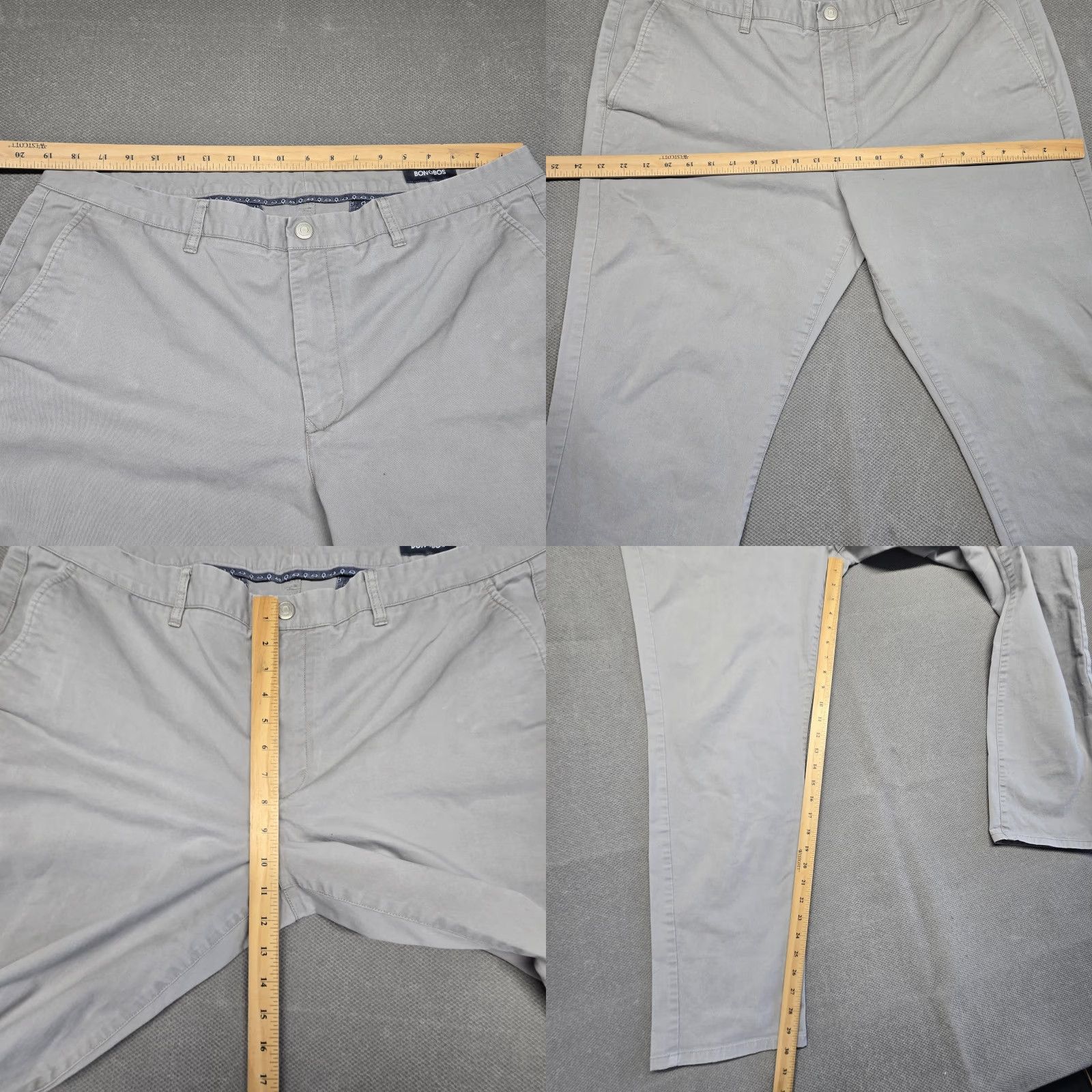 Bonobos Bonobos Pants Mens 40x32 Gray Chino Slim Tapered Cotton Stretch Pockets Flat Front Size US 40 / EU 56 - 8 Thumbnail