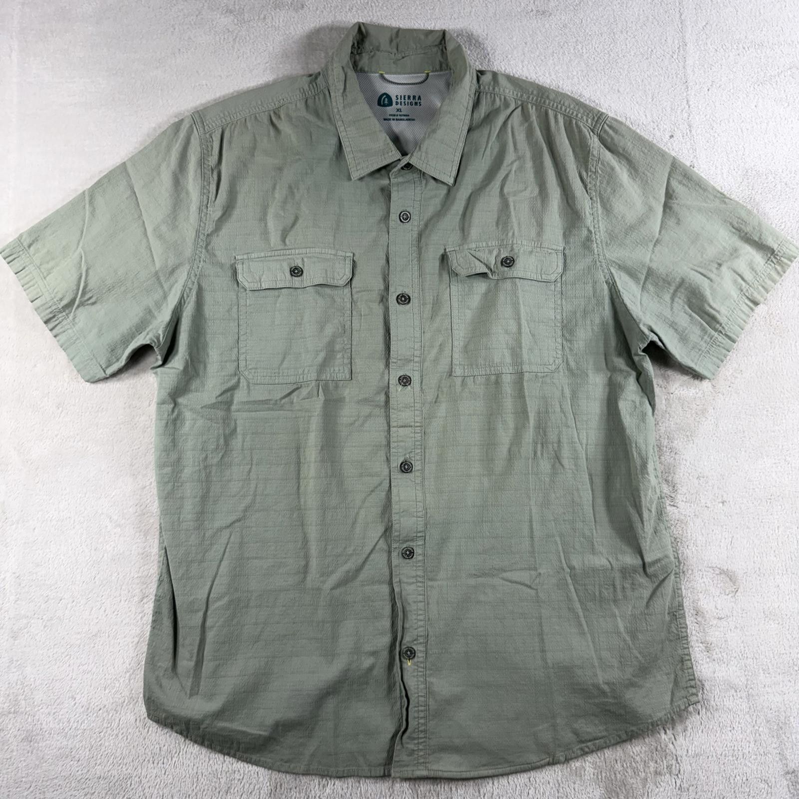 Eddie Bauer Sierra Designs Shirt Men's XL Green Button Down Short Sleeve Size US XL / EU 56 / 4 - 2 Thumbnail