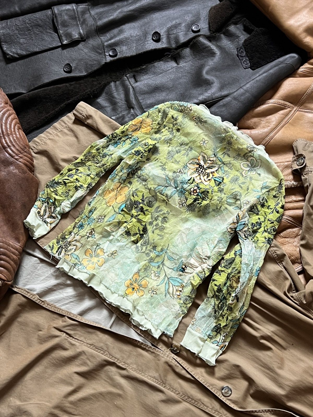 Jean Paul Gaultier Quinze Heures Trente Vintage Flowered Mesh Ganga Top Blouse Size S / US 4 / IT 40 - 5 Thumbnail