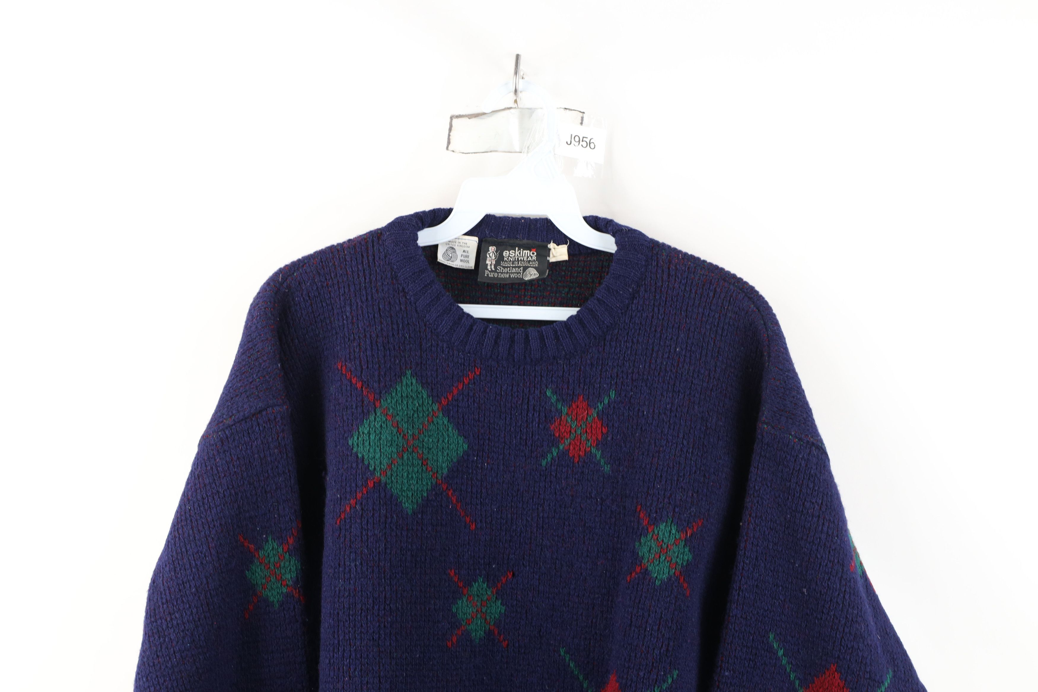 Vintage Vintage 70s Streetwear Argyle Wool Ribbed Knit Sweater Size L / US 10 / IT 46 - 2 Thumbnail
