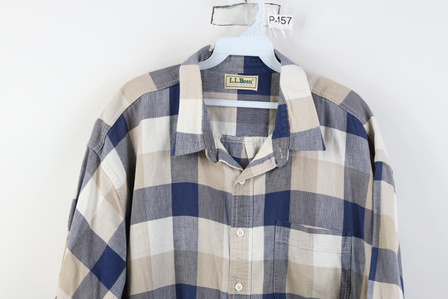L.L. Bean Vintage 90s LL Bean Knit Short Sleeve Button Shirt Plaid Size US XXL / EU 58 / 5 - 2 Thumbnail