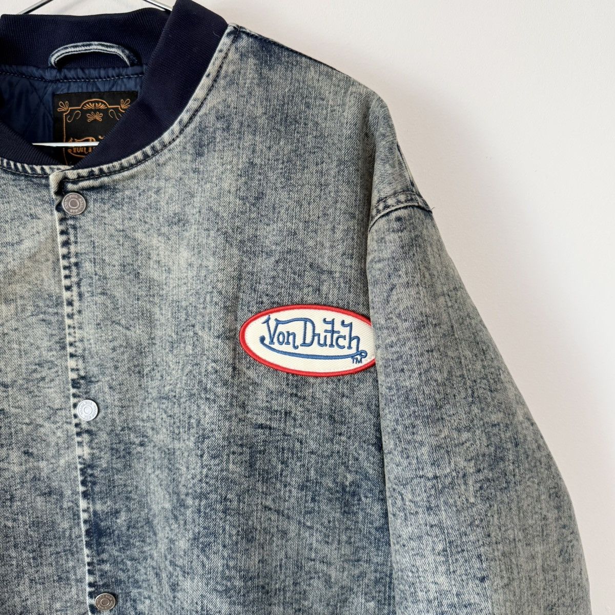 Von Dutch NWT Von Dutch Washed Denim Bomber Jacket Logo Patch Size US L / EU 52-54 / 3 - 4 Thumbnail