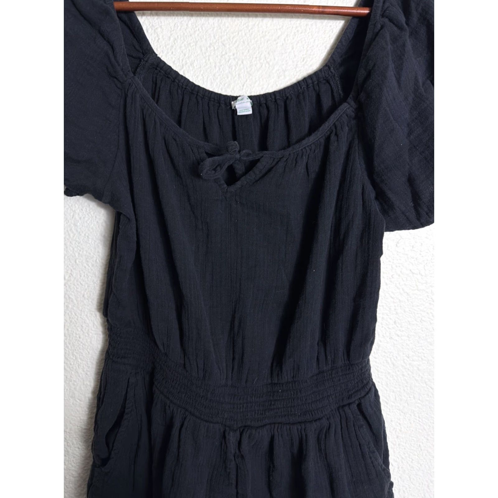 Vintage Aerie Romper Women Medium Black Tie Neck Womens Size 32" / US 10 / IT 46 - 4 Thumbnail