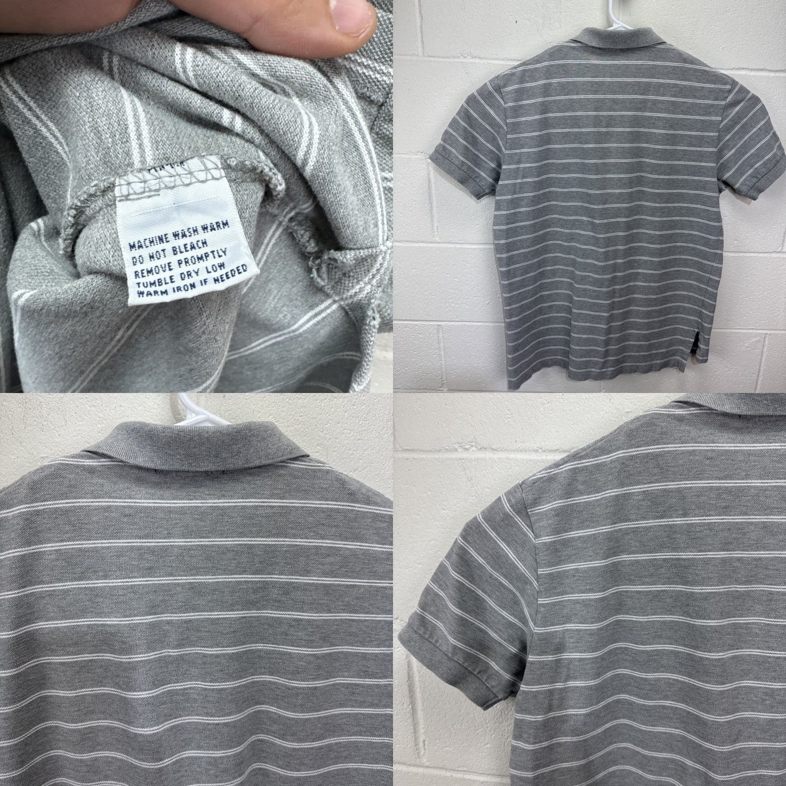 Polo Ralph Lauren VINTAGE Polo Ralph Lauren Polo Shirt Men Large Gray Striped White Pony Logo Casual Business 100% Cotton Size US L / EU 52-54 / 3 - 8 Thumbnail
