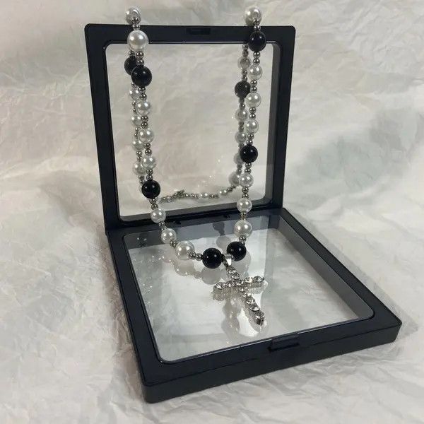 Jewelry Cross Stacked Beaded Necklace, Cross Layered Necklace Size ONE SIZE - 6 Thumbnail