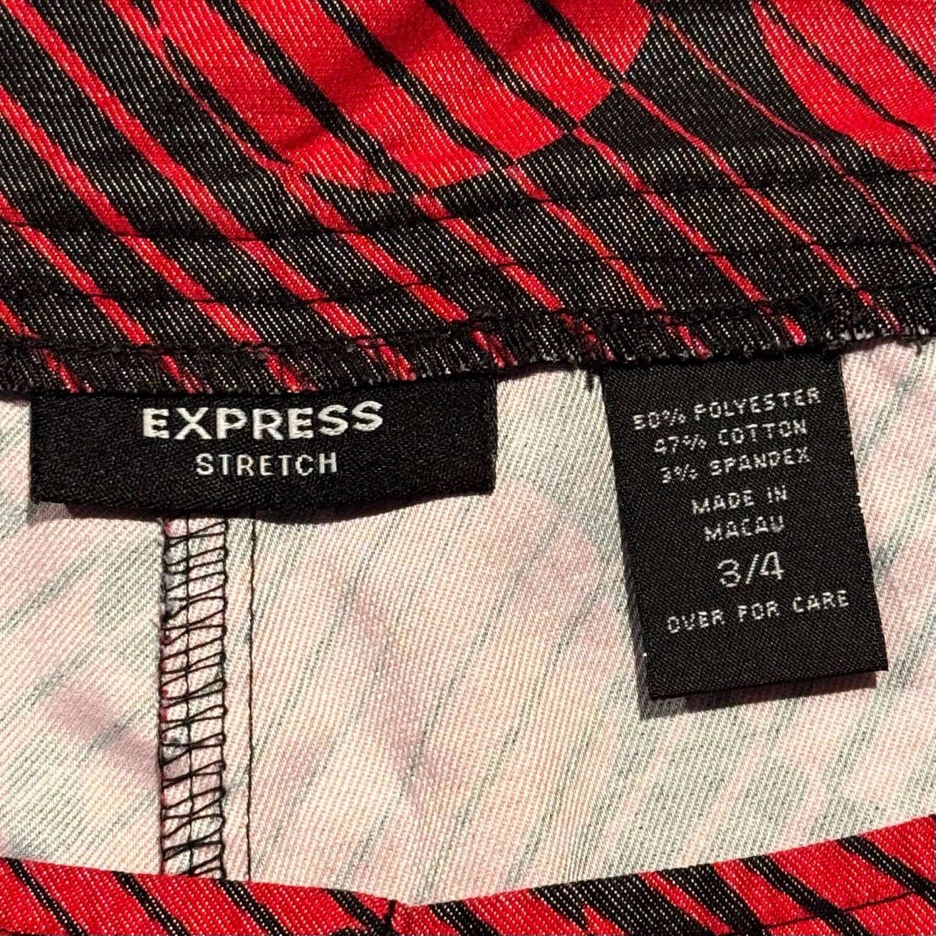 Express Express Pants Y2K Tropical Hawaiian Floral Red Black 3/4 Size 27" / US 4 / IT 40 - 3 Thumbnail