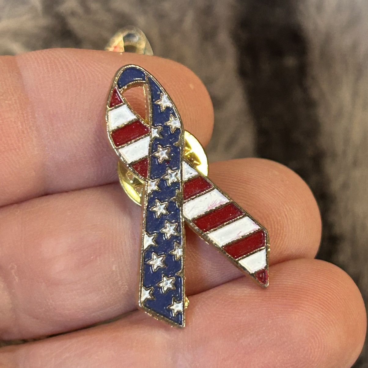 Vintage Lot of three tie tac pins patriotic American flag ribbon Size ONE SIZE - 2 Thumbnail