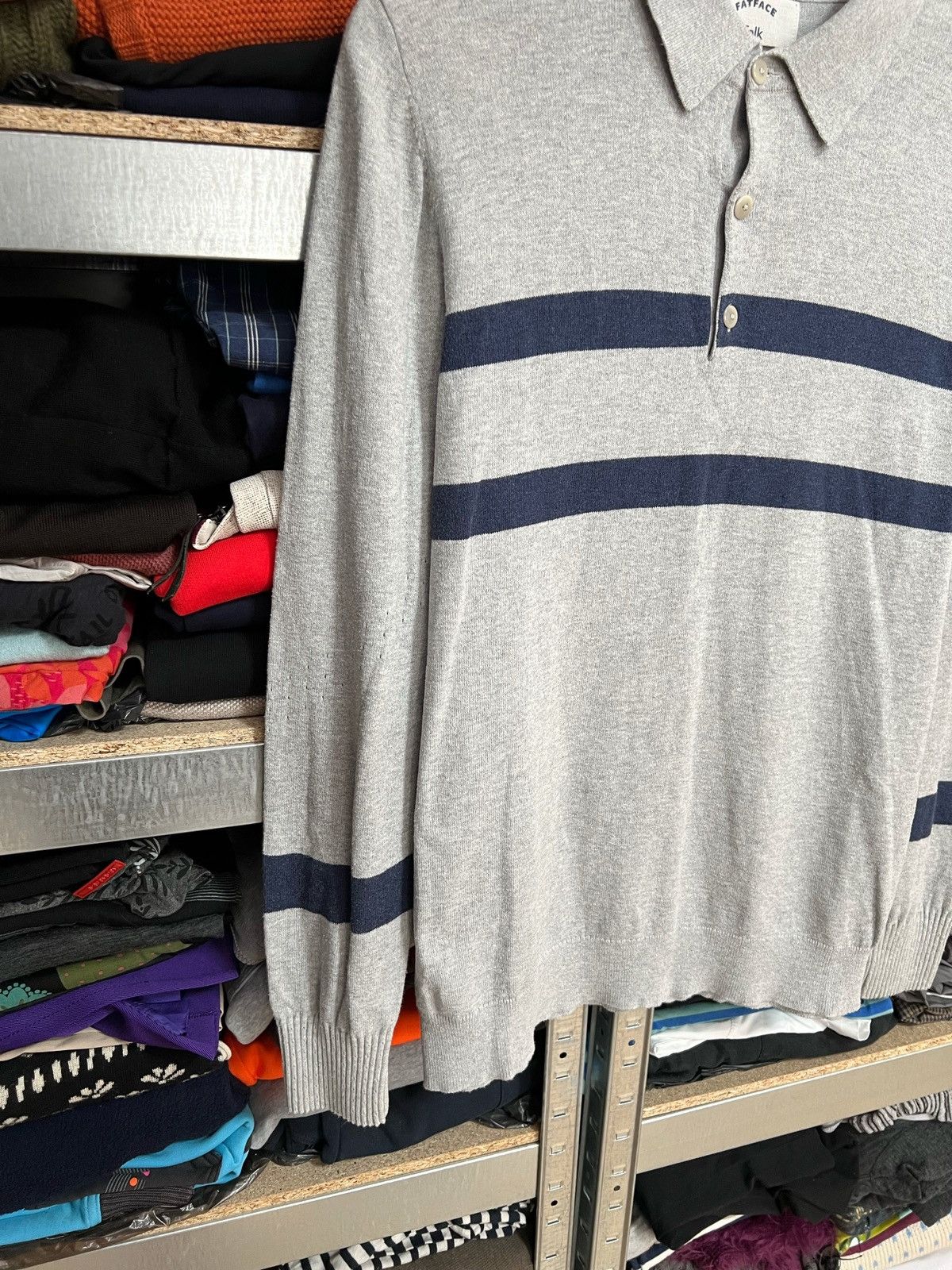 Folk Fat Face Folk Men’s Polo Long Sleeve Jumper Gray T-Shirt S Size US S / EU 44-46 / 1 - 2 Thumbnail