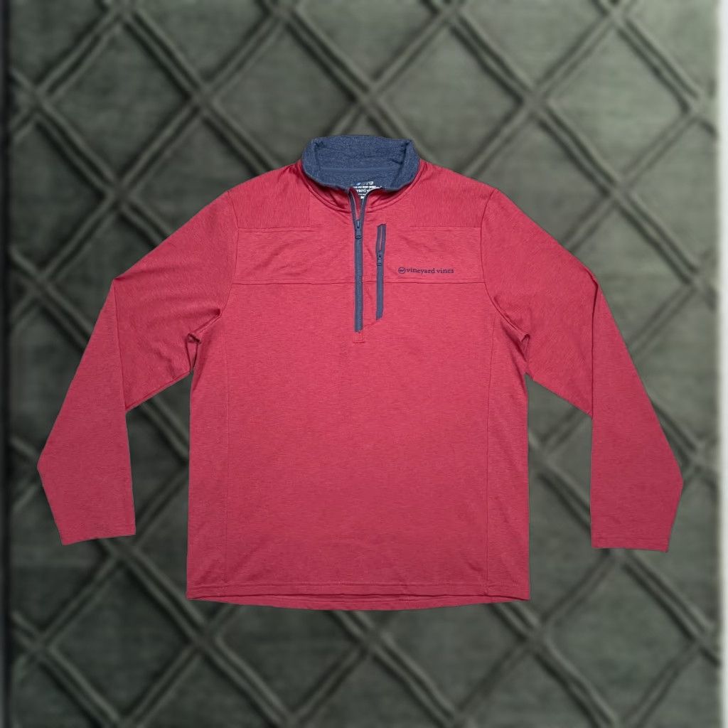 Vineyard Vines Men’s M Pink 1/4 Zip On The Go Performance Golf OTG Shep Shirt